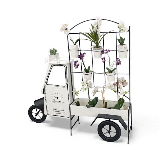 Vintage Metal Truck Design Planter White