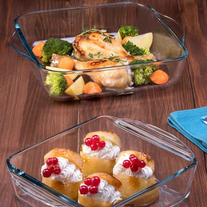 Borcam 2 Piece Casserole Set Clear