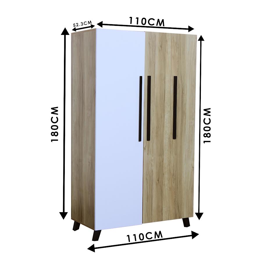 Urban Decor 3 Door Robe White & Oak