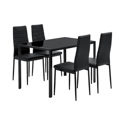 Exotic Designs Minimalistic Glass Dining Set 1+4 Black
