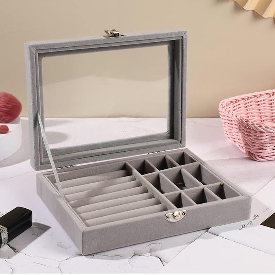 Urban Decor Flannel Jewelry Box Grey