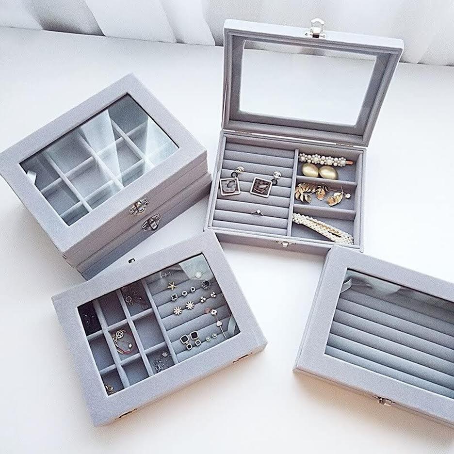 Urban Decor Flannel Jewelry Box Grey