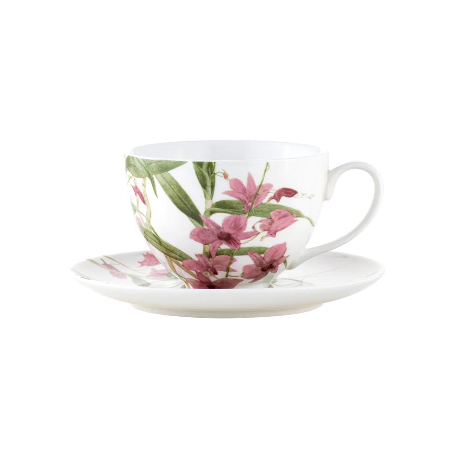 Maxwell & Williams Royal Botanic Gardens Australian Orchids Cup & Saucer Set Pink