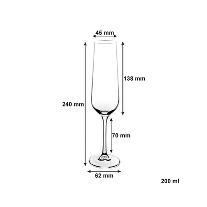 Consol 4 Piece 200ml Signature Vienna Stem Champagne Flute Glass Set Clear