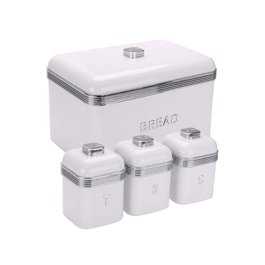 CH Retro Deluxe Breadbin & 3pcs Canister White