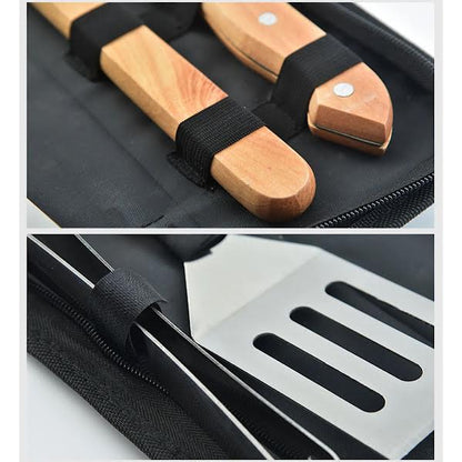 CH 4 Piece Braai Utensils Set Brown