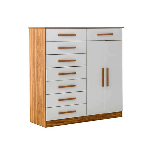 Exotic Designs Chest Of Drawers Off White & Pine Oak