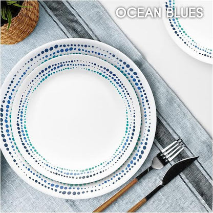 Corelle Ocean Blues 16 Piece Dinner Set White