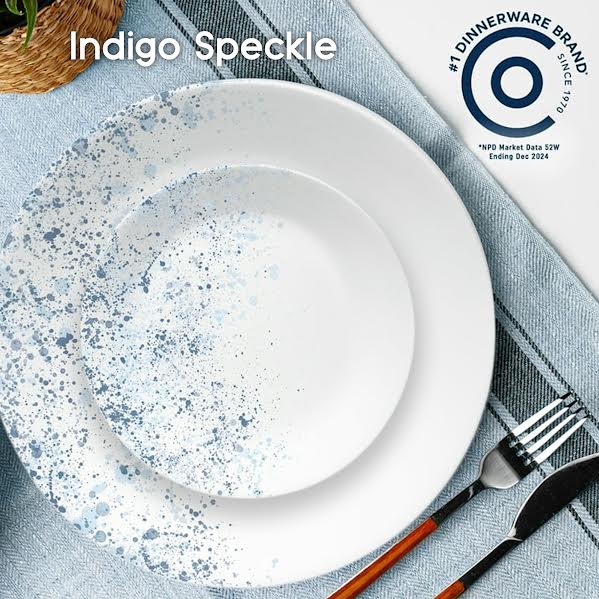 Corelle 18 Piece Indigo Speckle Dinner Set White