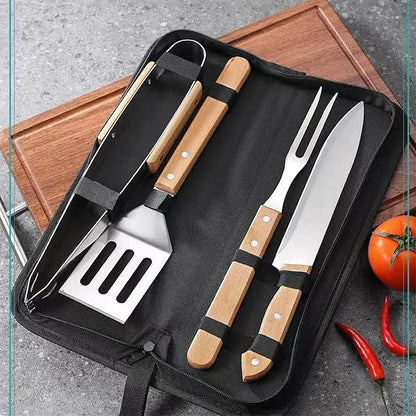 CH 4 Piece Braai Utensils Set Brown