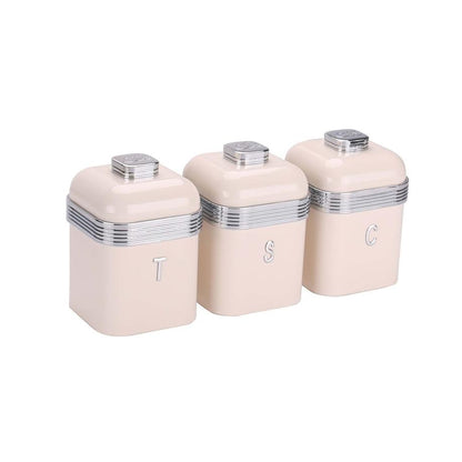 CH Retro Deluxe Bread Bin & 3 Piece Canister Set Cream