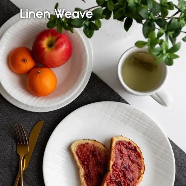 Corelle 18 Piece Linen Weave Dinner Set White