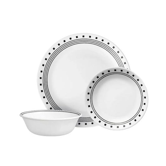 Corelle City Block 12 Piece Dinner Set White