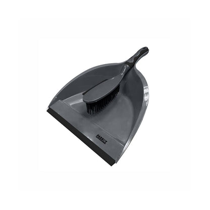 Parrot Janitorial Rubber Dustpan & Brush Set Grey