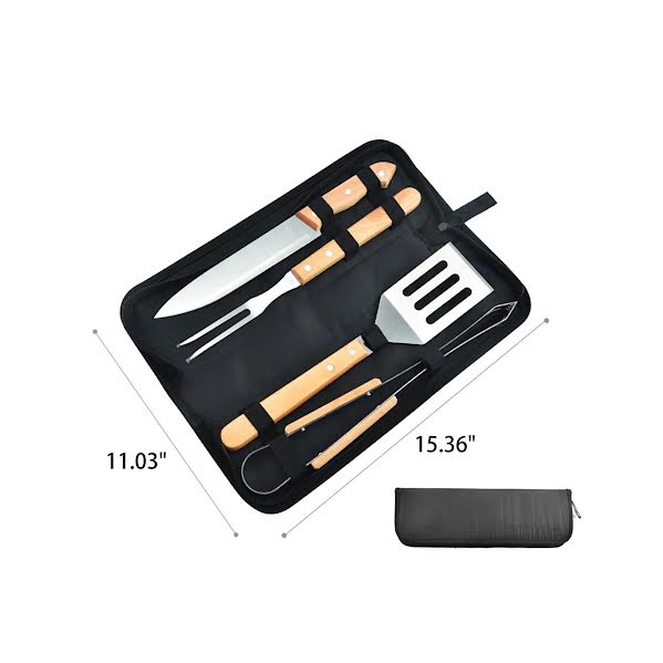 CH 4 Piece Braai Utensils Set Brown