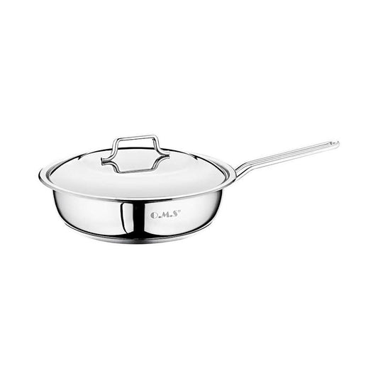 OMS 18cm Stainless Steel Fry Pan with Lid Silver