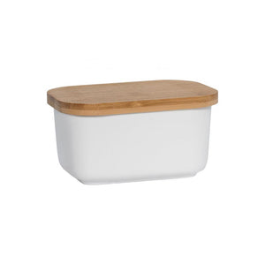 Maxwell & Williams Kitchen Butter Dish with Bamboo Lid White