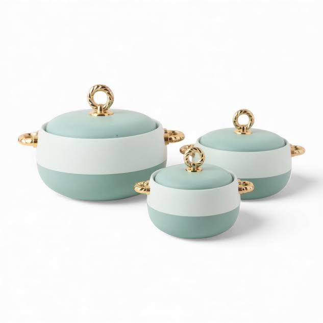 3 Piece Luxury Food Thermo Casserole Set Green
