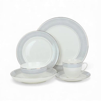 36 Piece New Bone Dinner Set White & Blue