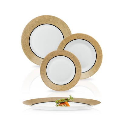 Luminarc Celebration 19 Piece Dinner Set Gold & White