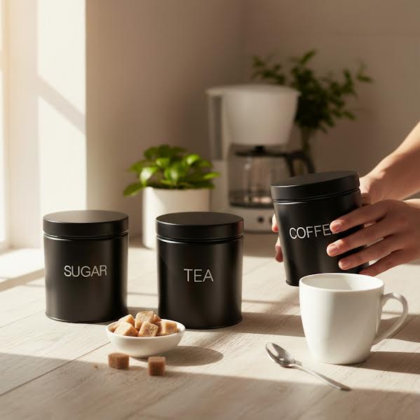 CH 3 Piece Canister Set Black