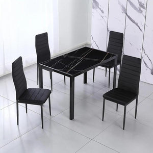 Exotic Designs Minimalistic Glass Dining Set 1+4 Black