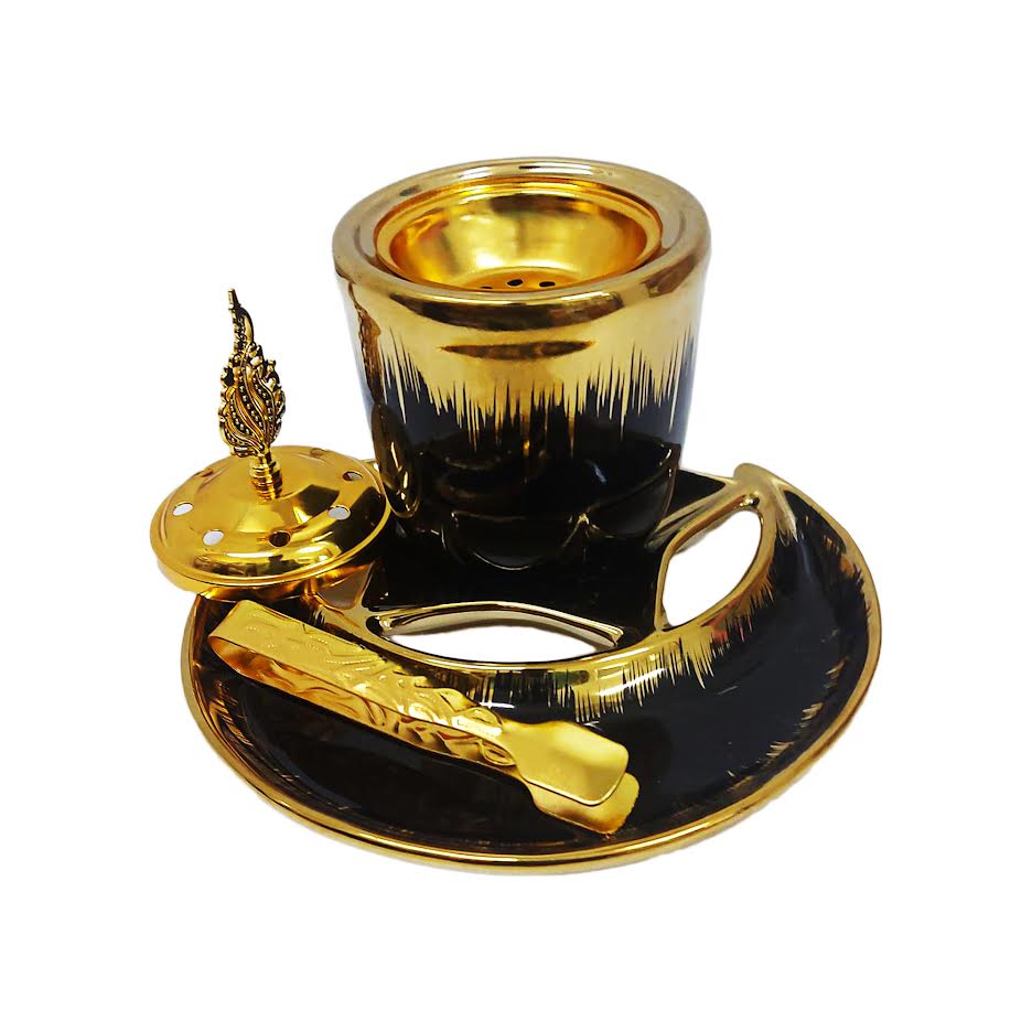 Urban Decor Metal Incense Burner Stand Black & Gold