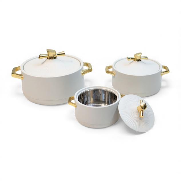 3 Piece Food Warmer Serving Set Grey