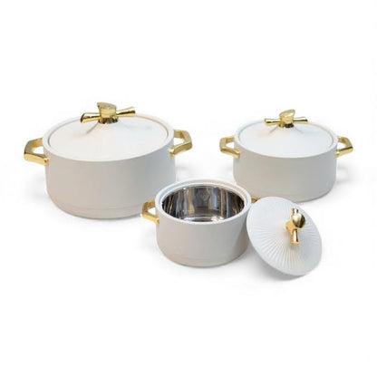3 Piece Food Warmer Serving Set Grey