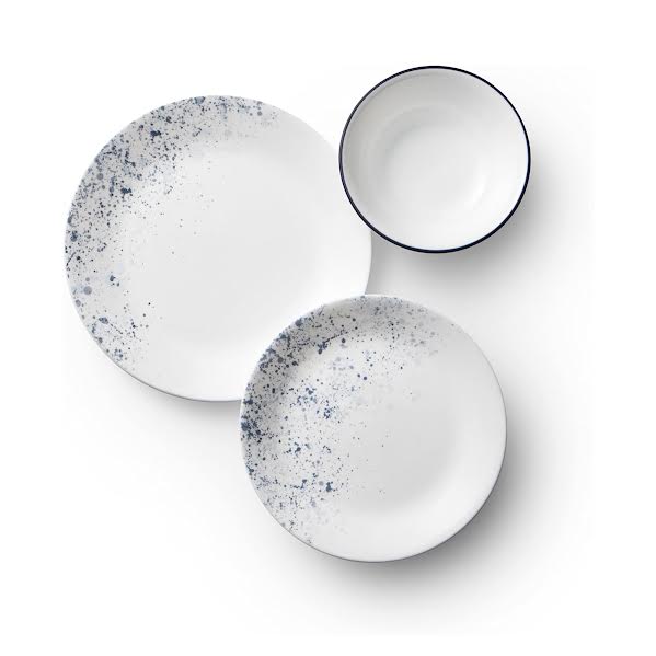 Corelle 18 Piece Indigo Speckle Dinner Set White