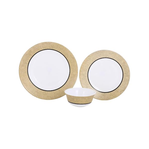 Luminarc Celebration 46 Piece Dinner Set Gold & White