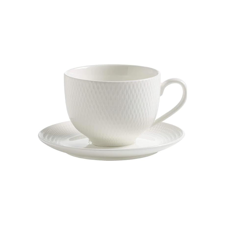 Maxwell & Williams 220ml White Basics Diamonds Tea Cup & Saucer