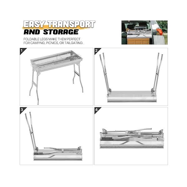 CH Outdoor Folding Grill Silver