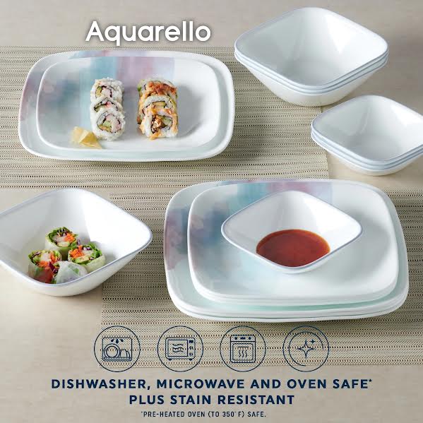 Corelle Aquarello 16 Piece Dinner Set White