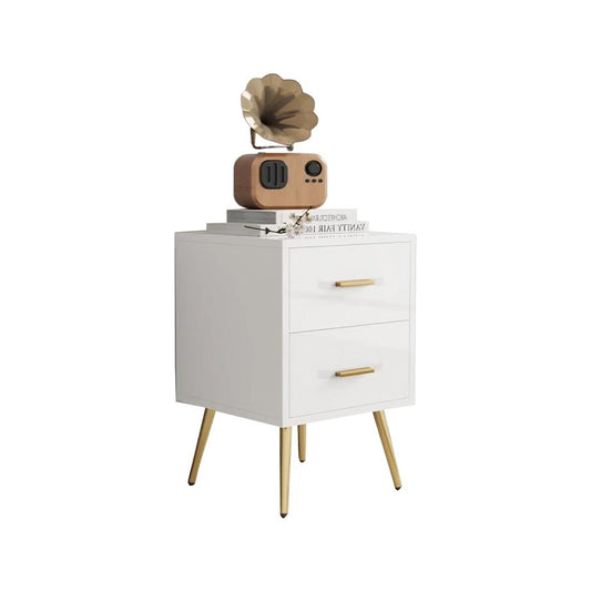 Exotic Designs 2 Drawer Nightstand with Gold Handles & Legs