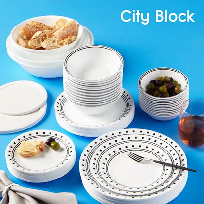 Corelle City Block 18 Piece Dinner Set White