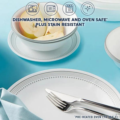 Corelle Mystic Grey 12 Piece Dinner Set White