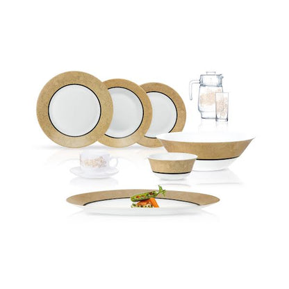 Luminarc Celebration 46 Piece Dinner Set Gold & White