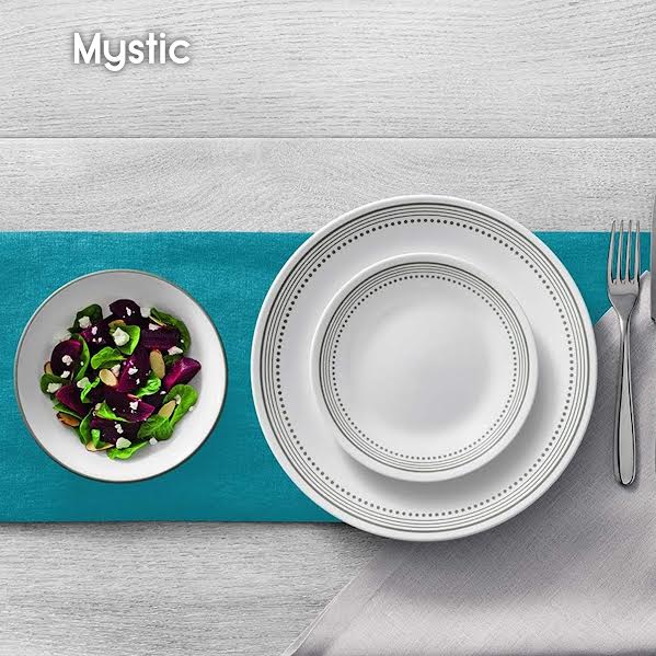 Corelle 18 Piece Mystic Gray Dinner Set White