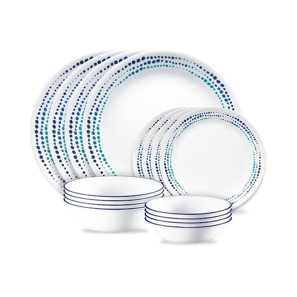 Corelle Ocean Blues 16 Piece Dinner Set White