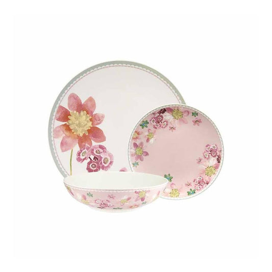 Maxwell & Williams 12 Piece Primula Coupe Dinner Set Pink