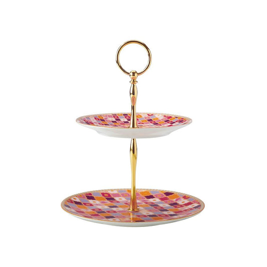 Maxwell & Williams T's & C's Kasbah 2 Tiered Cake Stand Gold