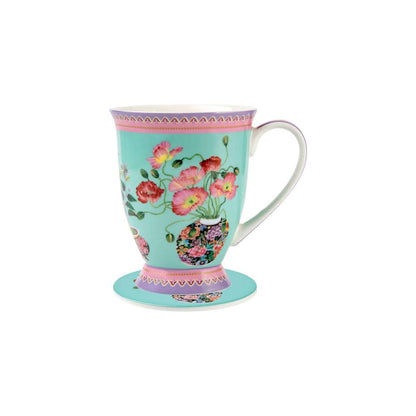 Maxwell & Williams 300ml Gabby Malpas Jardin Mug & Coaster Set Poppy Blue