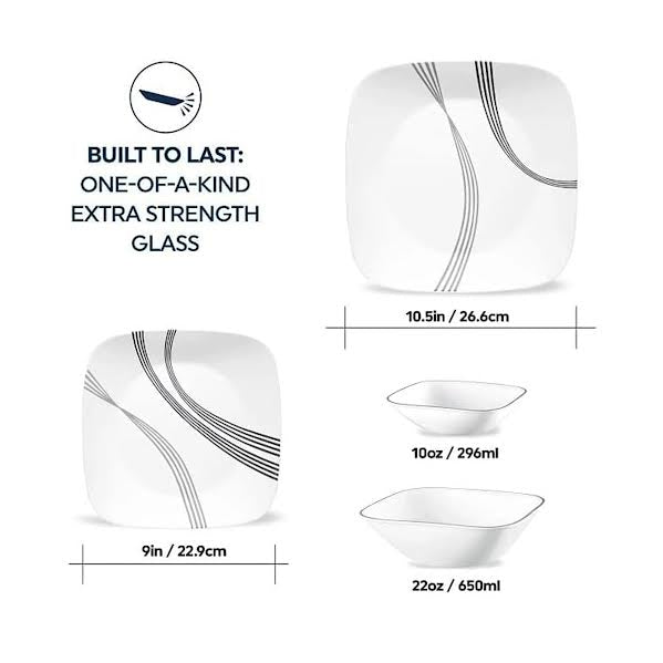 Corelle 16 Piece Urban Arc Dinner Set White