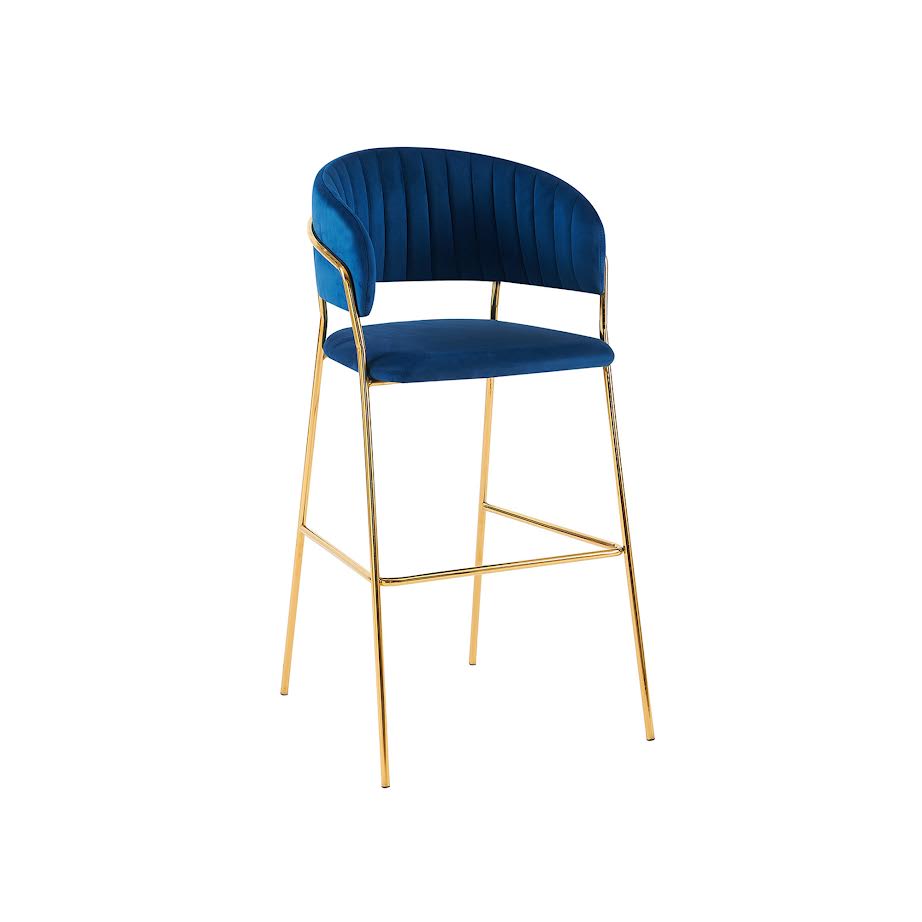 Exotic Designs Gold Frame Bar Chair Blue