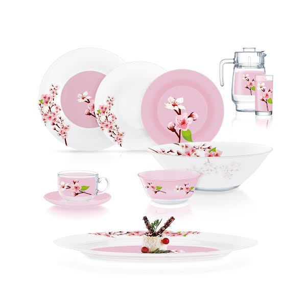 Luminarc Amber Rose Garden 46 Piece Dinner Set Multicoloured