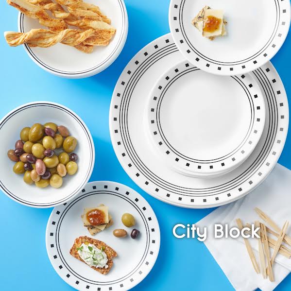 Corelle City Block 18 Piece Dinner Set White