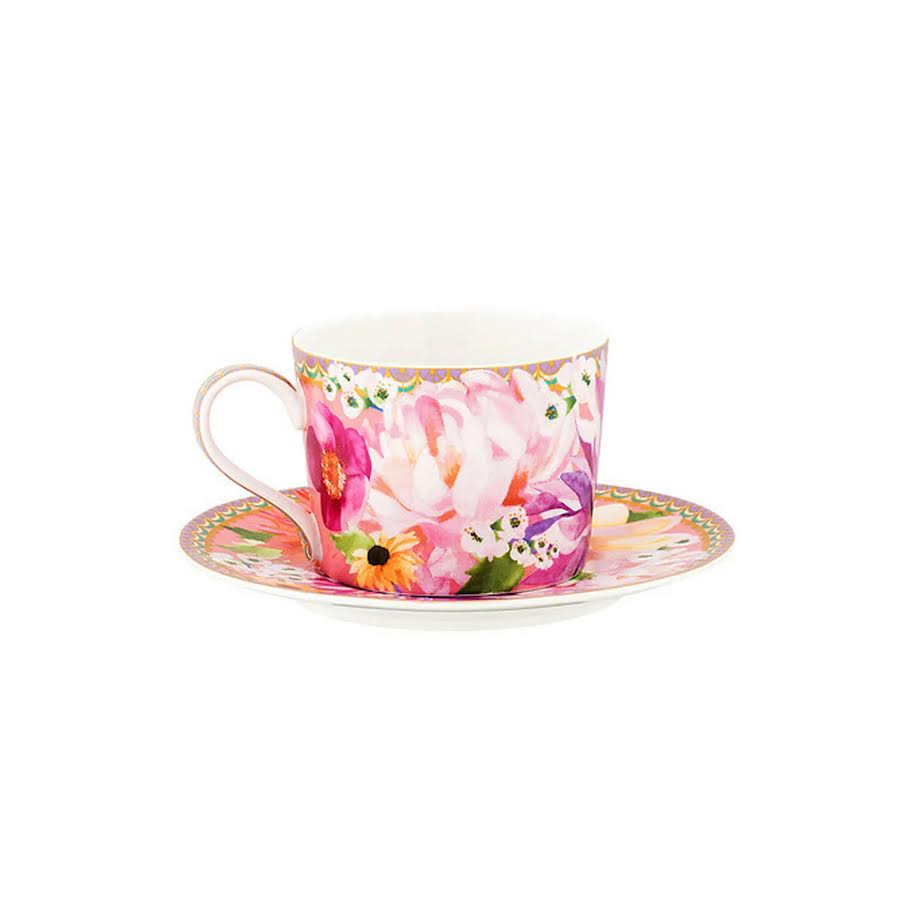 Maxwell & Williams 240ml T's & C's Dahlia Daze Cup & Saucer Pink