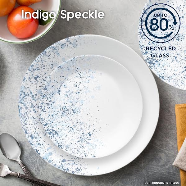 Corelle 18 Piece Indigo Speckle Dinner Set White