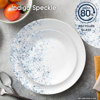 Corelle 18 Piece Indigo Speckle Dinner Set White